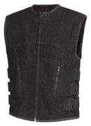 TEAM43003DNML True Element Men's Denim Vest Adjustable Side Straps Black L - Brand New