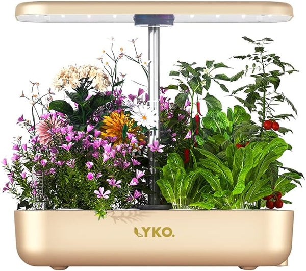 Lyko Hydroponics Growing System LYKO 12 Pods Garden LED Lights Plants - GOLD Like New