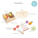 Pearhead Wooden Play Food Set - 21-Piece Pretend Kitchen Toy, Ages 2 3 4 - Brand New
