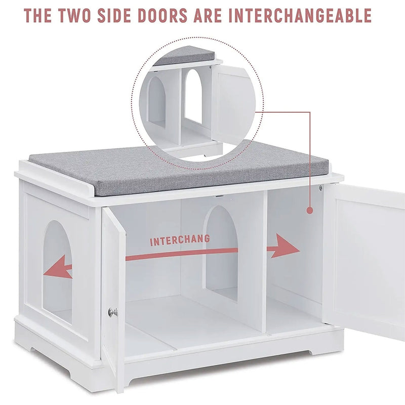 SUMELL SWEETGO CAT WASHROOM BENCH LITTER BOX REMOVABLE PARTITION WALL - WHITE - Like New