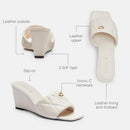 Coach Women's Emma Wedge Sandals CP910 Chalk Size 8 - Like New