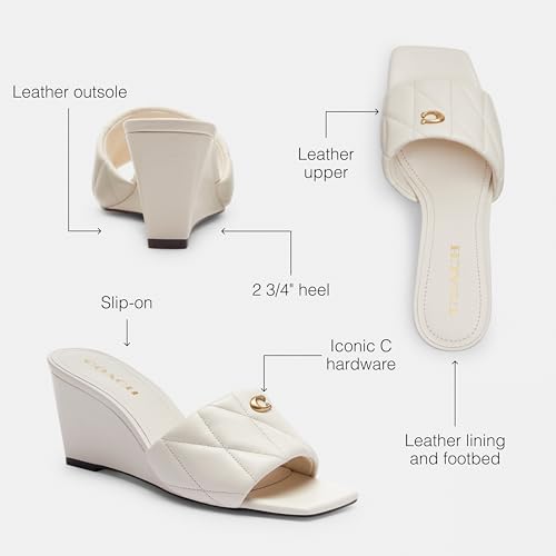 Coach Women's Emma Wedge Sandals CP910 Chalk Size 8 - Like New