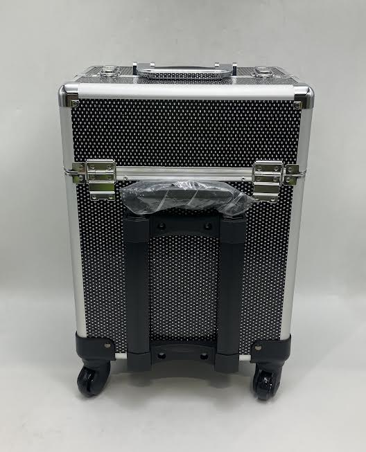 GENERIC 20" ROLLING COSMETICS ORGANIZER, FOLDING TRAYS - BLACK DIAMOND SPARKLES - Like New