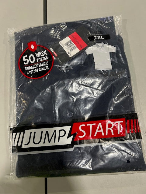 JUMP START 2XL NAVY SHORT SLEEVE POLO SHIRT - NAVY - Brand New