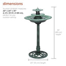 ALPINE CORPORATION 35" OUTDOOR 3-TIERED PEDESTAL WATER FOUNTAIN BIRDBATH - GREEN - Like New