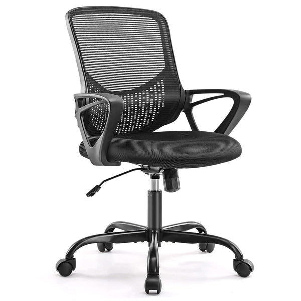 AFO ERGONOMIC HOME OFFICE DESK CHAIRS MID BACK ROCKING MODE 360 SWIRL - BLACK - Like New