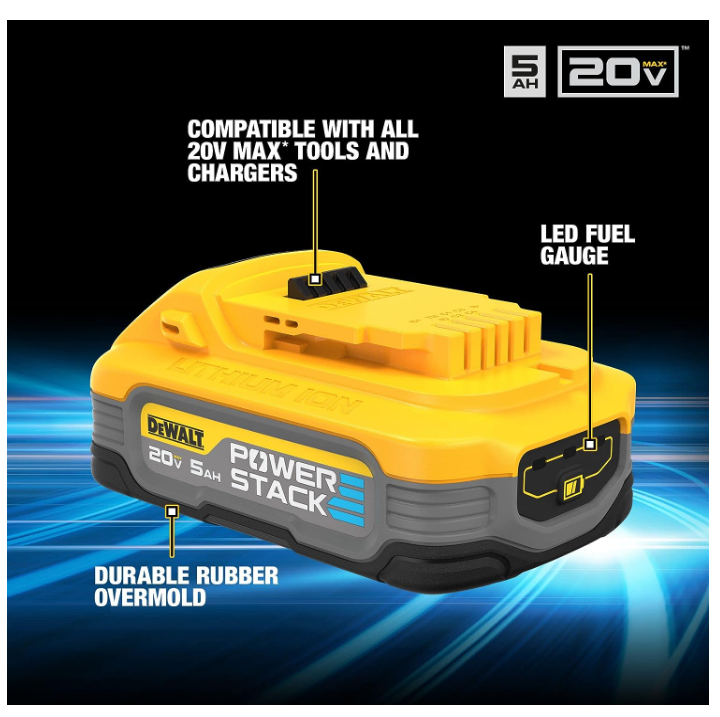 DEWALT DCBP520C Powerstack 20V Battery Starter Rechargeable BLACK/YELLOW - Like New