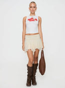 PRINCESS POLLY LIFAS LACE MINI SKIRT SIZE: WOMEN 10 CREAM - Brand New