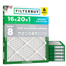 Filterbuy 16x20x1 Air Filter MERV 8 Dust & Allergy Defense 6-Pack - Brand New