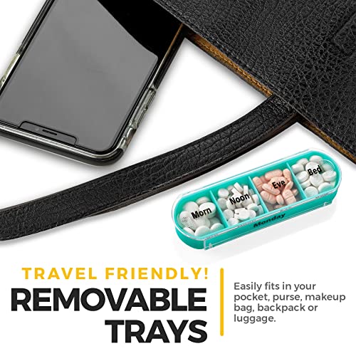 MEDCA WEEKLY PILL ORGANIZER 7 COMPARTMENTS FOUR TIMES-A-DAY MED393 - BLACK - Like New