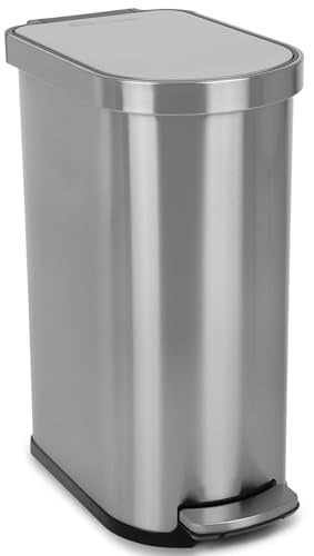 SIMPLI-MAGIC 50 LITER / 13.2 GALLON SOFT-CLOSE TRASH CAN - STAINLESS STEEL - Like New