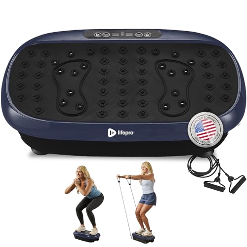 LIFEPRO VIBRATION PLATE EXERCISE MACHINE WITH MAGNETIC ACUPOINTS - BLUE - Like New
