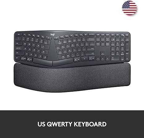 Logitech ERGO K860 Wireless Ergonomic Keyboard Wrist Rest 920-009166 - Black Like New