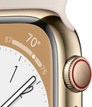 APPLE WATCH SERIES 8 GPS + CELL 41MM GOLD STAINLESS STEEL STARLIGHT BAND S/M - Like New