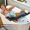 Bamboo Bathtub Caddy Tray (Non-Foldable, Black) - Brand New