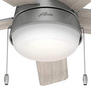 HUNTER FAN 46" CONTEMPORARY CEILING FAN LIGHT KIT PULL CHAIN MATTE SILVER - Like New
