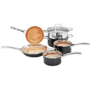 AMAZON BASICS CERAMIC NONSTICK COOKWARE SET, FRIENDSHIP GOLD - CC101AZ - Like New