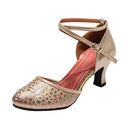 Dress First Womens Latin Dance Shoes Closed Toe Ballroom Pumps Champagne Size 36 - Brand New