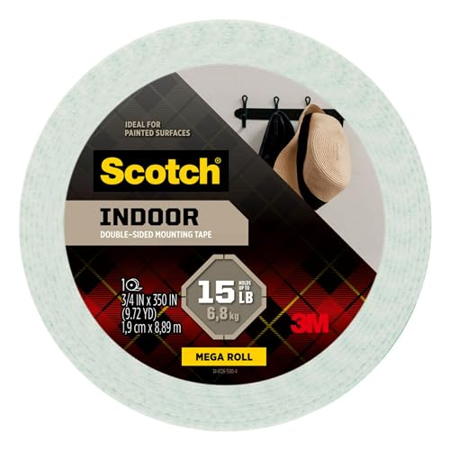 SCOTCH INDOOR DOUBLE-SIDED MOUNTING TAPE, 3/4-IN X 350-IN, HOLDS UP TO 15 LBS - Brand New