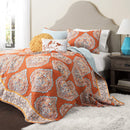Lush Decor Harley Reversible Quilt Queen Size 5 Piece Set Full/Queen - Orange - Brand New