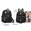 IHAYNER WOMEN SIMPLE DESIGN QUILTED MINI BACKPACK 3PCS LEATHER BACKPACK - BLACK - Like New