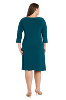 R&M Richards Women's Fit & Flare Midi Dress - Size: 16W, Emerald - Brand New