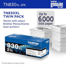 Brother Toner Cartridge TN830XL 2 Pack - Like New
