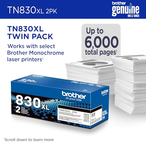 Brother Toner Cartridge TN830XL 2 Pack - Like New