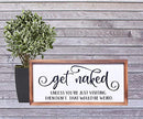 ATHENA'S ELEMENTS FUNNY BATHROOM DECOR WALL ART – 8 X 17 INCHES - WHITE/BROWN - Brand New