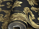 JZ·HOME 90504 Luxury Damask Non-Woven Wallpaper Rolls, Black/Gold - Brand New