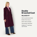 AMAZON ESSENTIALS WOMEN'S RELAXED-FIT DOUBLE-BREASTED WOOL-BLEND COAT, BURGUNDY - Like New