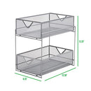 MIND READER NETWORK COLLECTION 2-TIER METAL MESH SLIDING BASKET STORAGE - SILVER - Like New