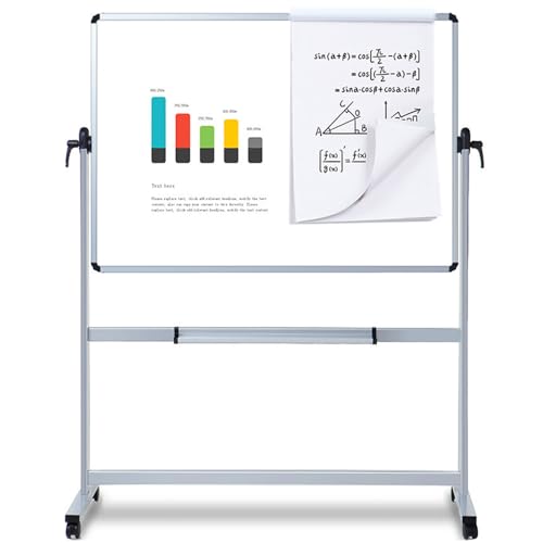 VIZ-PRO DOUBLE-SIDED MAGNETIC MOBILE WHITEBOARD 48 X 36 IN, ALUMINIUM - WHITE - Like New