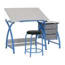 SD STUDIO DESIGNS CRAFT TABLE | ANGLE ADJUSTABLE TOP, STOOL - BLUE/GRAY - Like New