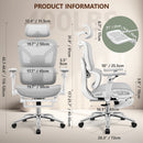 COOLHUT ERGONOMIC MESH OFFICE CHAIR BIG TALL COMPUTER DESK CHAIR - LIGHT GRAY - Like New