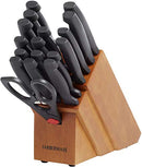 FARBERWARE NEVER NEEDS SHARPENING HIGH-CARBON KNIFE BLOCK HANDLES - BLACK - Like New