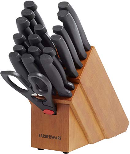 FARBERWARE NEVER NEEDS SHARPENING HIGH-CARBON KNIFE BLOCK HANDLES - BLACK - Like New