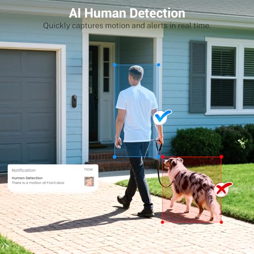 ARVOELIO WIRELESS WI-FI VIDEO DOORBELL CAMERA WITH AI MOTION DETECTION - BLACK - Like New