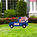 Glitzhome Patriotic Truck Yard Stake 23.5" Metal 4th of July Decor Rust-Proof - Brand New
