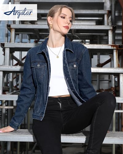 ARGSTAR DENIM JACKET FOR WOMEN BUTTON UP LONG SLEEVE WITH POCKETS WOMEN L - Brand New