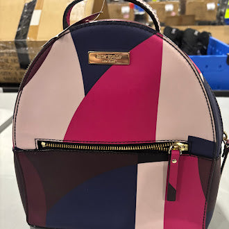 KATE SPADE LAUREL WAY SAMMI GEOMETRIC SMALL GRAINY VINYL BACKPACK - MULTICOLOR - Brand New