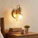 PARROT UNCLE MODERN 1-LIGHT GOLD WALL SCONCE LIGHT WITH SEEDED GLASS SHADE, GOLD - Like New
