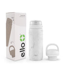 ELLO COOPER 18OZ KIDS STAINLESS STEEL WATER BOTTLE,2 LIDS CHUG AND STRAW -WHITE - Like New