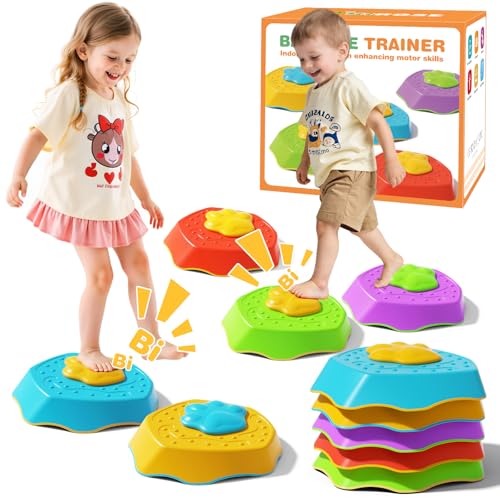 HIROSE VOICED STEPPING STONES 5PCS DURABLE NON-SLIP BALANCE STONES - BLUE/WHITE - Like New