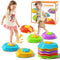 HIROSE VOICED STEPPING STONES 5PCS DURABLE NON-SLIP BALANCE STONES - BLUE/WHITE - Like New