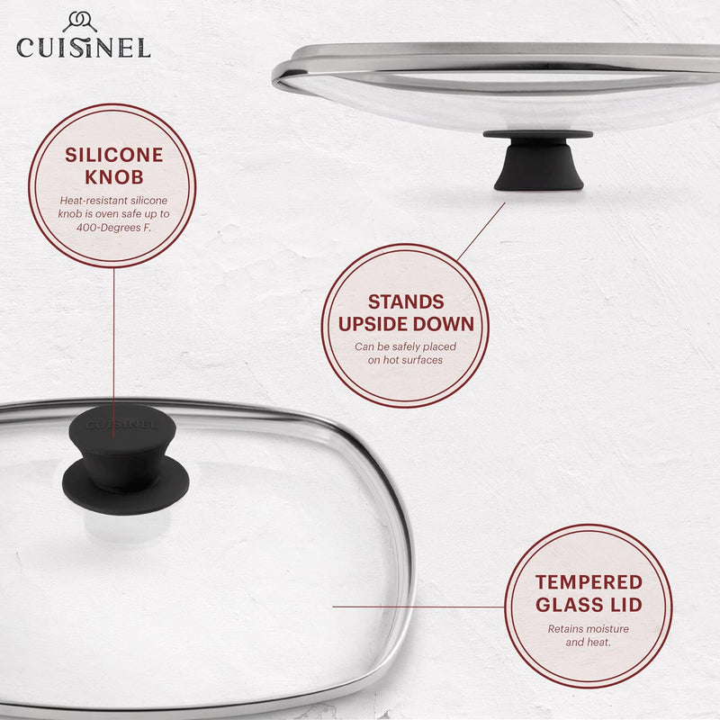Cuisinel 10.5" Cast Iron Square Grill Pan C10-SG-G - Black - Like New
