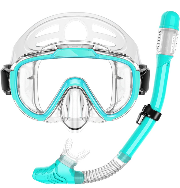 Zipoute Snorkel M61019 Dry Top Snorkeling Gear for Adults Green Like New