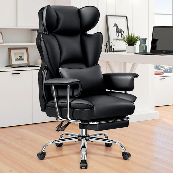 BESTFAIR OFFICE DESK CHAIR 500LBS BIG AND TALL OFFICE CHAIRS WITH FOOTREST BLACK - Like New