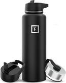 CAMPING & HIKING HYDRATION FLASK STRAW WIDE MOUTH STAINLESS STEEL 40 OZ - BLK - Like New