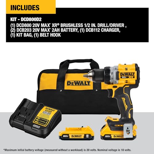 DEWALT 20V MAX LITHION BRUSHLESS 1/2 IN. DRILL DRIVER KIT - YELLOW/BLACK - Like New
